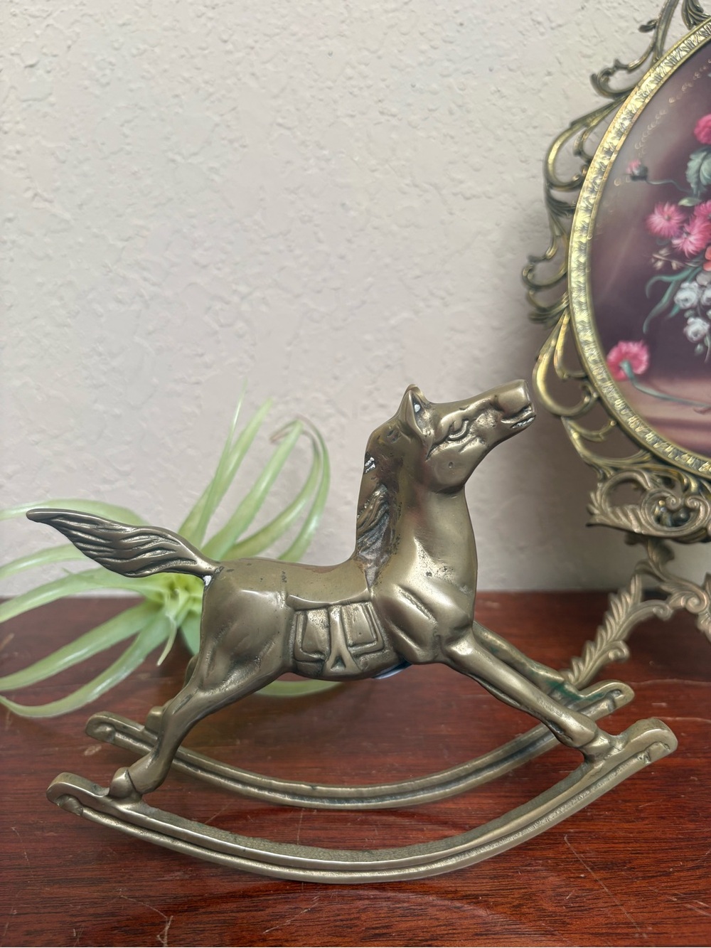 Vintage brass rocking horse